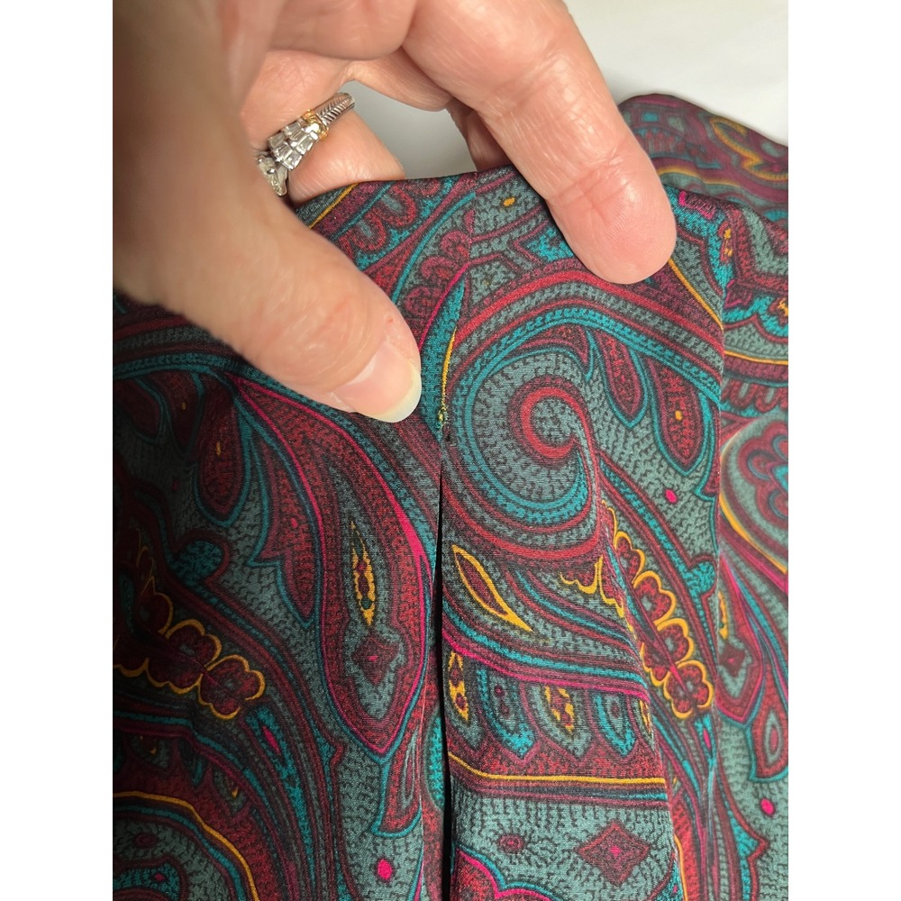 Vintage Classic Silk Paisley Blouse Linda Allard Ellen Tracy 80s 90s M - Picture 10 of 10